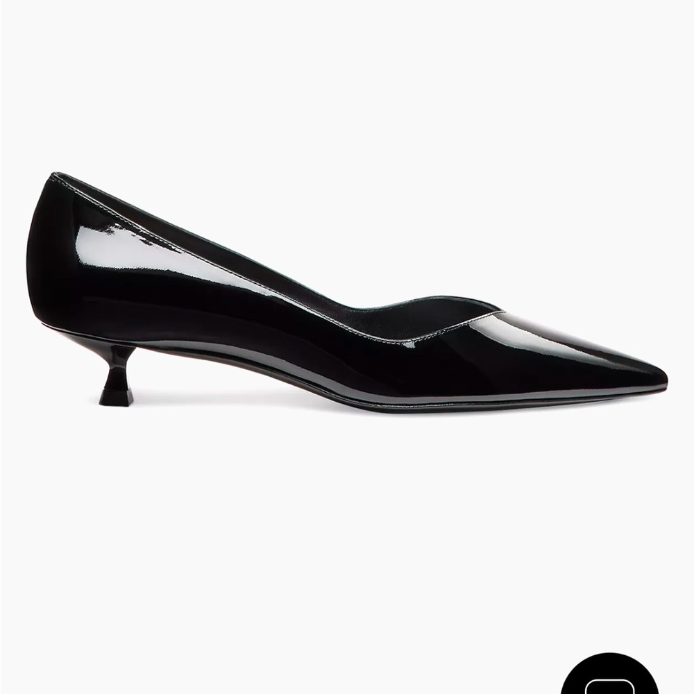 Stuart Weitzman Black Pointed Toe Kitten Heels - image 1